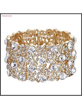 Austrian Crystal Stretch Tennis Bracelet Wedding Cluster